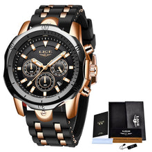 Load image into Gallery viewer, LIGE Black Sport Watch Waterproof