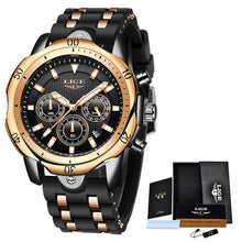 Load image into Gallery viewer, LIGE Black Sport Watch Waterproof