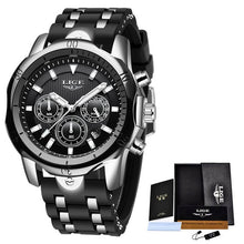 Load image into Gallery viewer, LIGE Black Sport Watch Waterproof