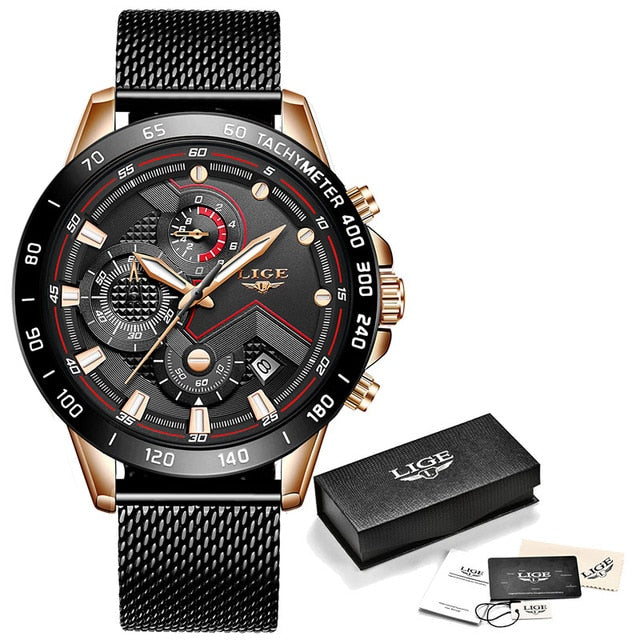 LIGE Sport Watch Waterproof Quartz